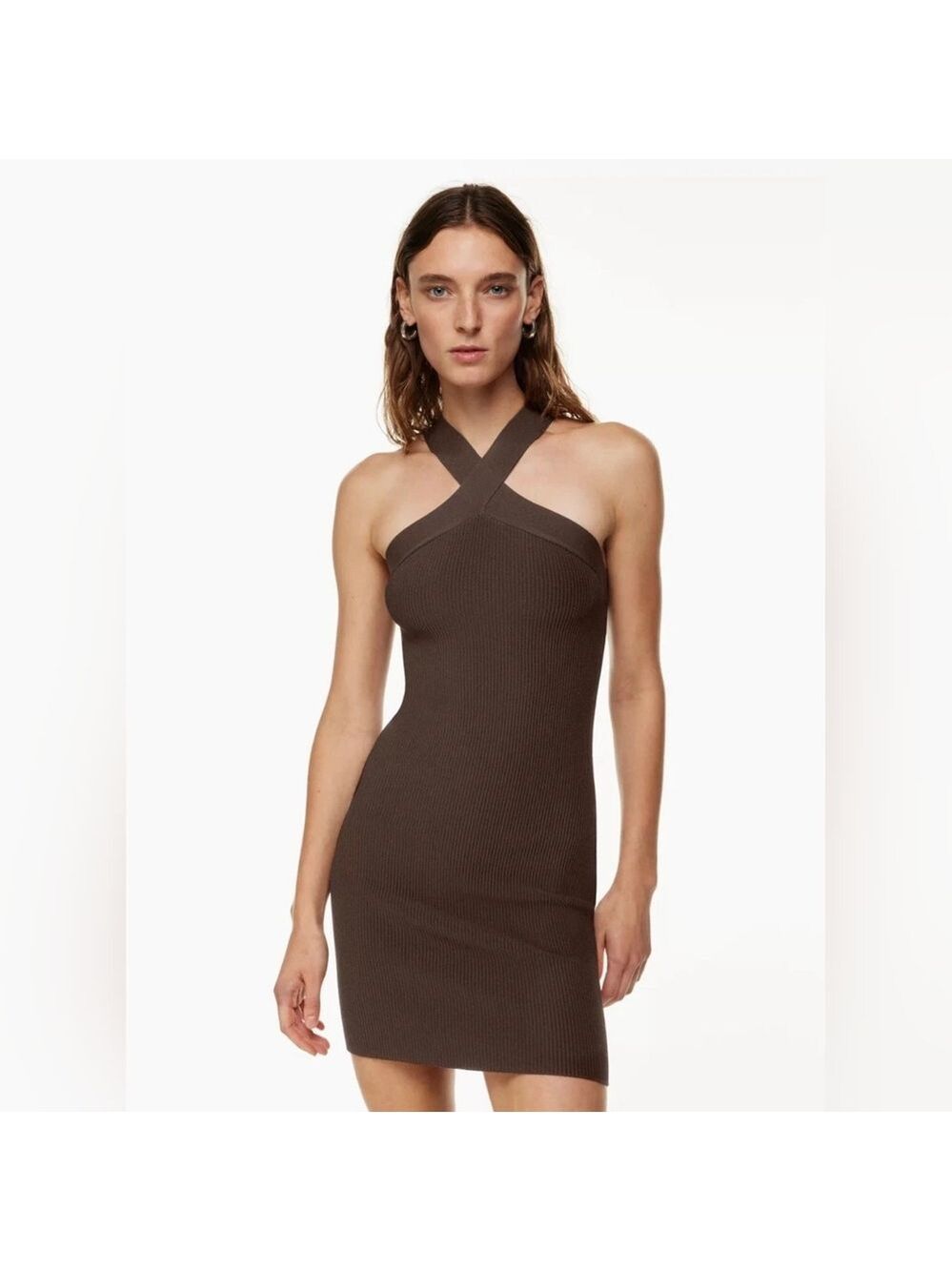 Aritzia Babaton Sculpt Knit Criss Cross Bodycon Mini Dress - Picture 1 of 10